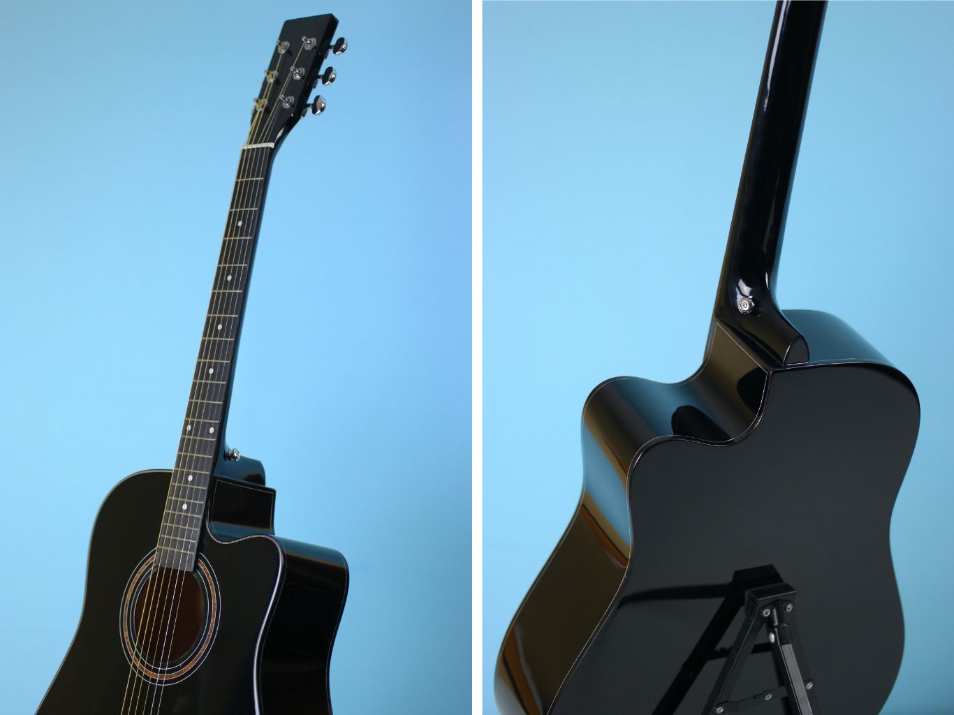 Condorwood Baltia 41 BK juodos akustinės gitaros vaizdas iš priekio ir galo